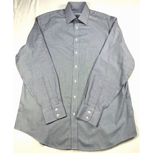 Charles Tyrwhitt Button Up Shirt Mens 16 1/2 /36 Navy Check Non Iron Classic Fit - Picture 2 of 9